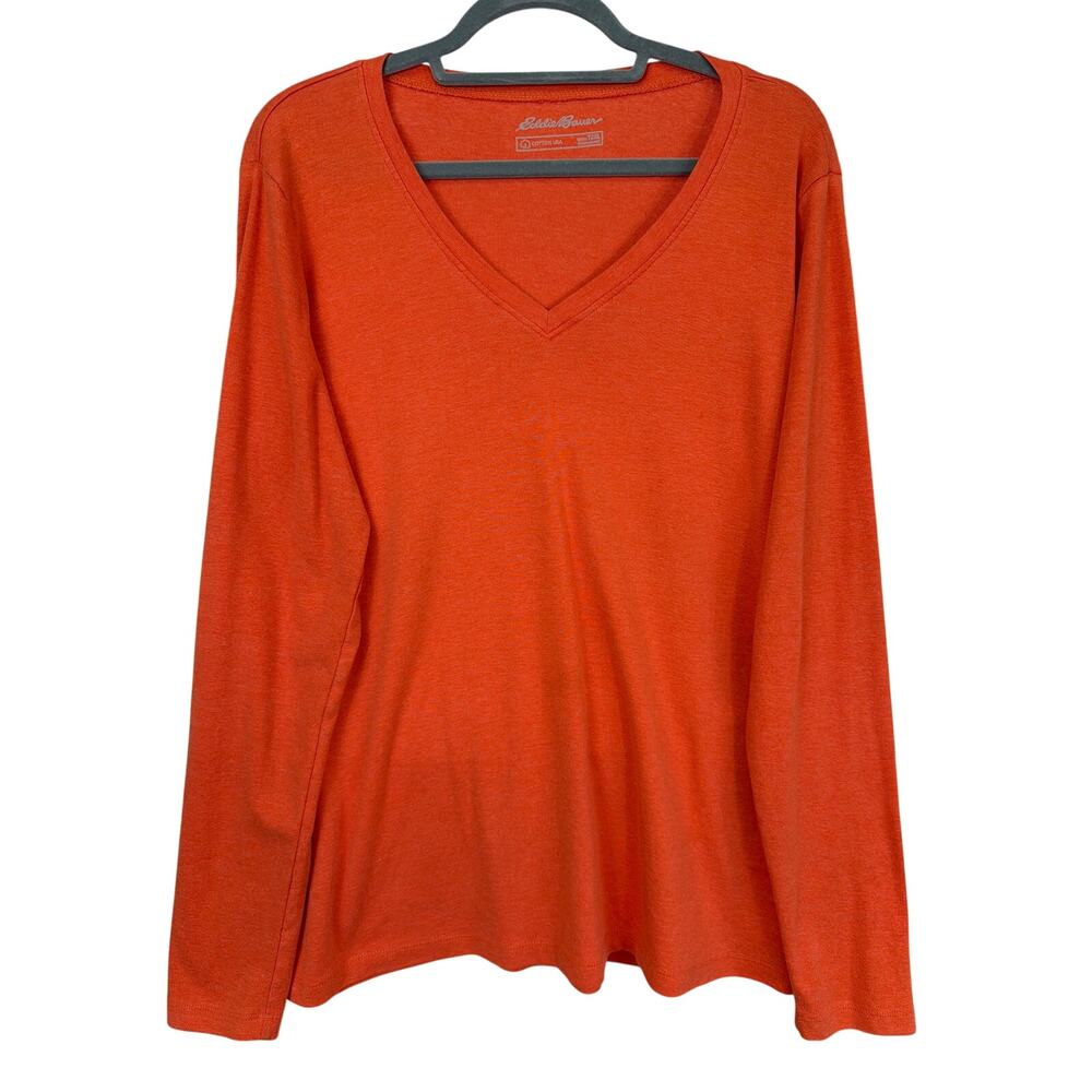 Eddie Bauer Orange V-Neck Long Sleeve T-Shirt Size 2XL